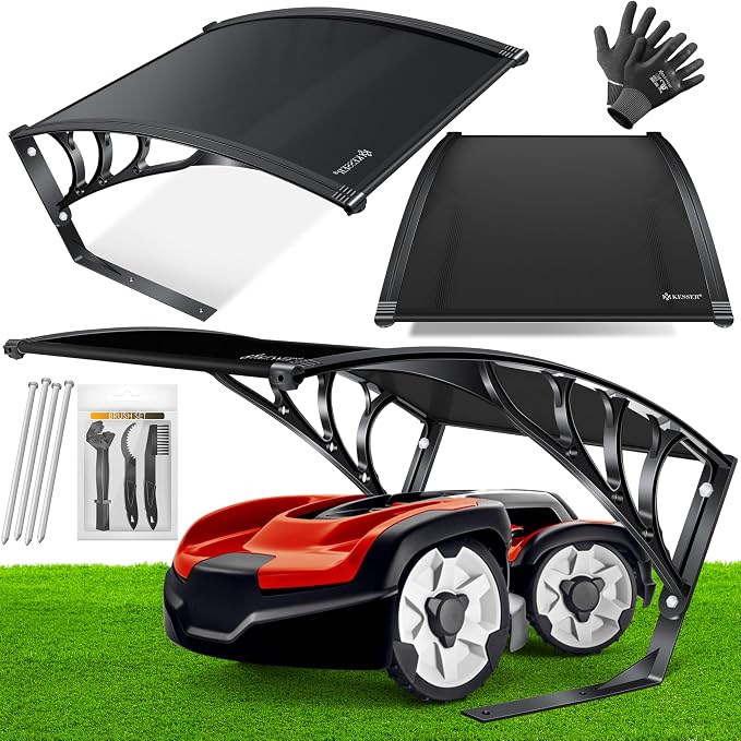 Kesser Mowing Robot Garage Roof Carport Roof for Lawn Mower Lawn Robot Car Owner Garden Weather-Resistant Mower Garage Including Mounting Material, Dimensions 82 x 103 x 47 cm
