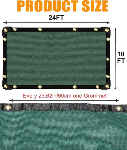 90% Green Heavy Duty Shade Cloth for Garden,Sun Screen Fabric 10 X 24FT | Sun Shades Netting Outdoor Patio with Grommets, Mesh Tarp Cover for Plant, Porch, Pergola, Greenhouse, Backyard &Outdoor Use