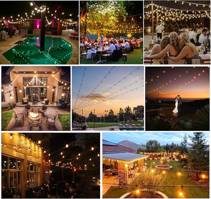 Outdoor-String-Lights-100FT-Patio-Light with 32 Shatterproof S14 Dimmable Edison Bulbs, Connectable Heavy Duty Outdoor lighting, Commercial Grade Waterproof String Light for Porch Market Backyard