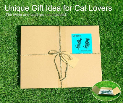 Metal Cat Garden Decor for Outside, Unique Cat Gifts for Women/Men Cats Lovers Gifts Rust Proof Black Silhouette Decorative Garden Stakes for Yard Art Decor, Lawn, Patio, Outdoor Decorations