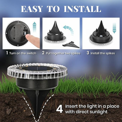 PATIOWIN 16 Pack Small Solar Ground Lights, Pathway Lights Waterproof, Outdoor Solar Light for Garden, Driveway, Walkway, Backyard (Warm White)
