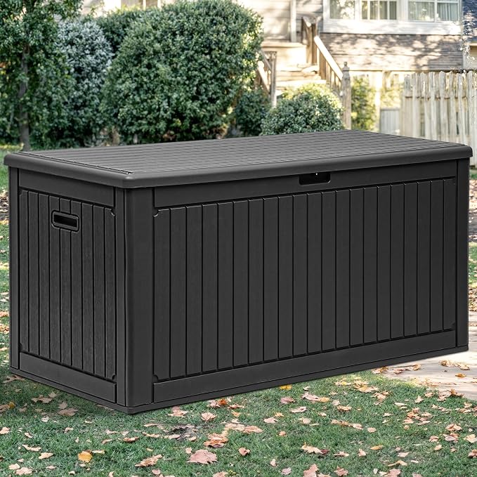 YITAHOME 320 Gallon Extra Large Deck Box | Double-Wall Resin Outdoor Storage Box with Flexible Divider for Patio Cushions Pool Supplies Garden Tools, 1000lbs Load
