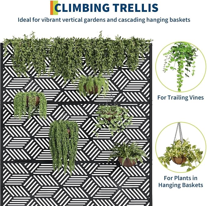 GarveeLife Metal Planter Box with Trellis, 71"x47"x16" Raised Garden Bed for Climbing Plants, Vegetables, Vines, Privacy Planters for Patio with Drainage Holes, 15.7" Deep Planting Bed