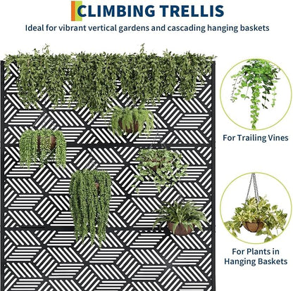 GarveeLife Metal Planter Box with Trellis, 71"x47"x16" Raised Garden Bed for Climbing Plants, Vegetables, Vines, Privacy Planters for Patio with Drainage Holes, 15.7" Deep Planting Bed