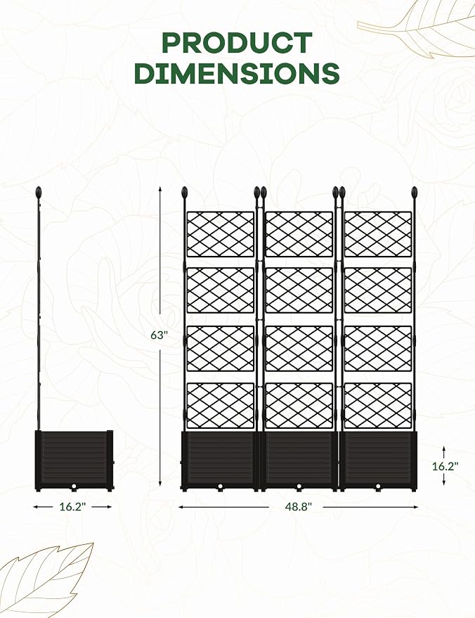 Planter Box WithTrellis,Planter Box for Climbing Plants/Vines,50x63In Garden Trellis,for Vegetables Flower, Planter Box for Backyard Patio Balcon