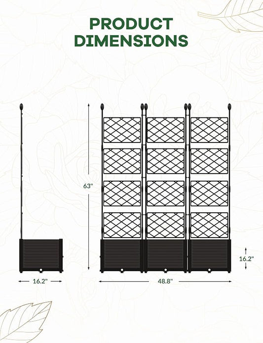 Planter Box WithTrellis,Planter Box for Climbing Plants/Vines,50x63In Garden Trellis,for Vegetables Flower, Planter Box for Backyard Patio Balcon