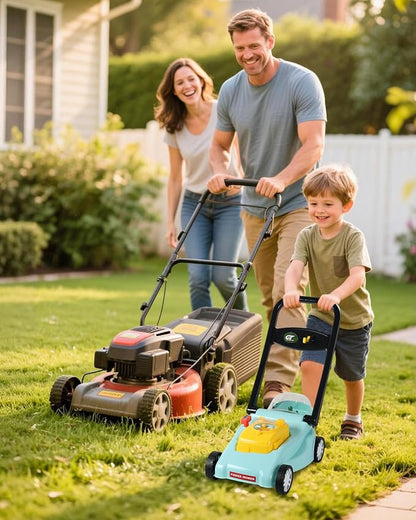 Kids Lawn Mower with Realistic Grass-Cutting Action and Sounds – No Batteries Required | Fun Outdoor Push Toy, Birthday Gift & Holiday Present for 3, 4, 5, 6 Year Old Boys and Girls (Blue)