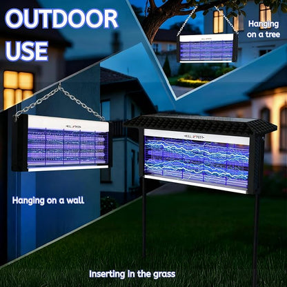 Solar Powered Bug Zapper Outdoor, 4500V Mosquito Trap with 45W Solar Panel, Fly Trap & Mosquito Killer, 8000mAh Battery, IPX5 Waterproof, Covers Up to 4000 Sq.Ft for Patio, Backyard, Garden