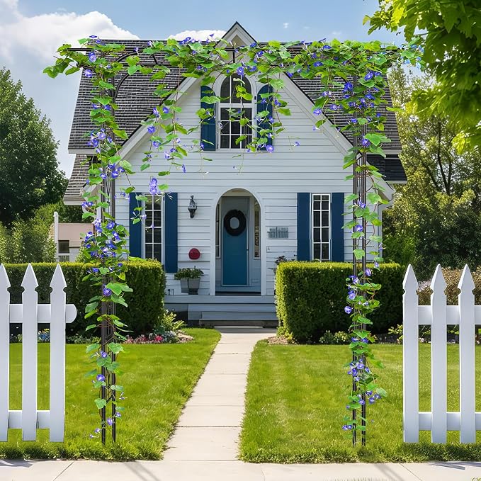 8FT Garden Arch Arbor, Steel Frame Stand Trellis for Climbing Plants, Outdoor Archway Gate for Wedding Ceremony Decoration Party Vines Lawn Courtyard Patio Backyard