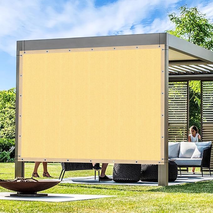 Artpuch Outdoor Pergola Shade Cover 8x15 FT Sun Shade Cloth with Grommets Sand 90% UV Protection Canopy Patio Privacy Screen (Customized Available)