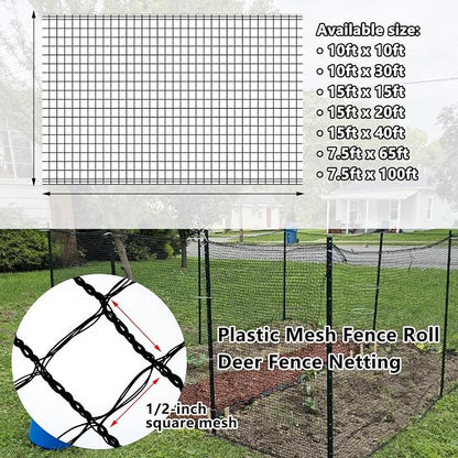 POYEE 15x40ft Bird Netting, 1/2-inch Square Mesh Garden Netting | Animal Barrier for Vegetables, Fruit Trees, Blueberry Bushes, Strawberries – Protects against Deer, Chickens, Squirrels