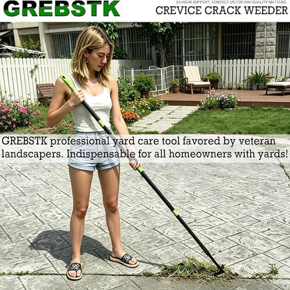 GREBSTK Crack Weeder Crevice Weeding Stainless Steel Tool Adjustable, 63 in | Adjustable 21-63in, Rust-Resistant L-Shaped Blade, Comfortable Handle, for Patio Cracks, Driveway Gaps, Walkway Edging