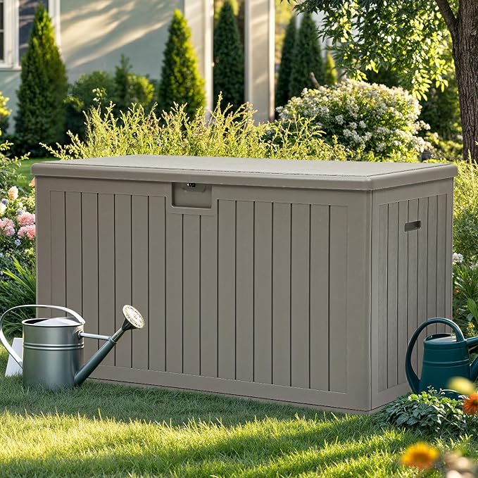 YITAHOME 220 Gallon Extra Large Deck Box | Double-Wall Resin Outdoor Storage Box with Flexible Divider for Patio Cushions Pool Supplies Garden Tools, 990 lbs Load