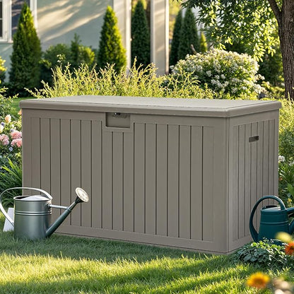 YITAHOME 220 Gallon Extra Large Deck Box | Double-Wall Resin Outdoor Storage Box with Flexible Divider for Patio Cushions Pool Supplies Garden Tools, 990 lbs Load