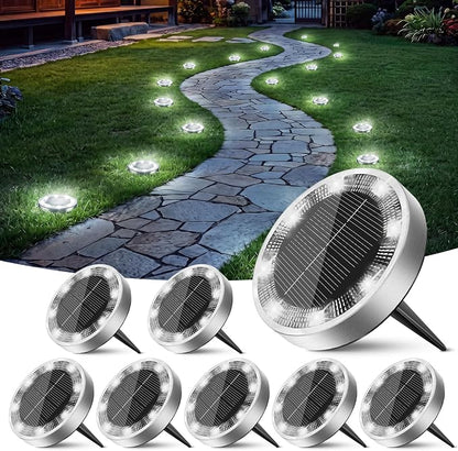 Peasur Solar Lights Outdoor Waterproof, 8 Pack Solar Powered Ground Lights Outdoor, IP68 Waterproof, Anti-Rust, Solar Garden Lights Landscape Lighting for Pathway Yard Lawn Walkway Driveway,Cool White