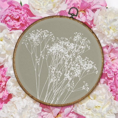 TLESKE Boho Green Vintage Botanical Round Wall Art Decor Framed 10x10, Wildflower Floral Canvas Wall Art Prints Artwork, Rustic Wall Hanging Room Door Decor Decorations for Living Room Bedroom