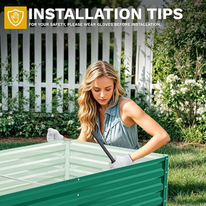 DWVO Raised Beds for Garden,870L Raised Bed Metal,0.35mm Galvanised Steel galvanised Planter with Safety Edging&4pcs Support Rod for Garden Vegetables Fruit(Green 180X90X54CM)