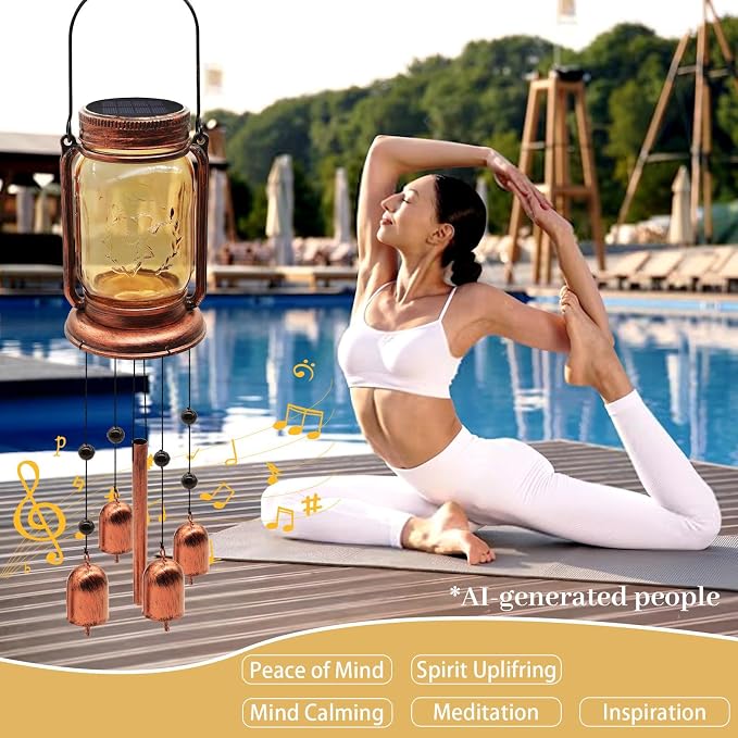 2 Pack Solar Wind Chimes for Outside, for Mom Women Grandma,Solar Mason Jar Wind Chime Light Unique Hanging Wind Chimes Outdoor,IP65 Waterproof, Yard Garden Terrace Courtyard
