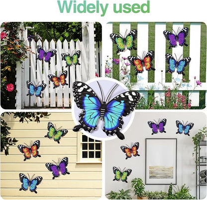 Metal Butterfly Wall Decor-4 Pack Butterfly Hanging Wall Decor Outdoor Fence Wall Art Decor for Indoor or Outdoor, Yard Patio Fence Garden Decorations