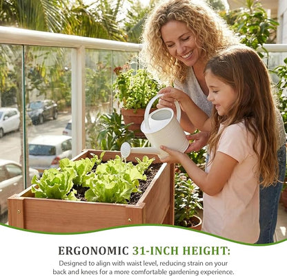 Raised Garden Bed with Legs, 40x20x31 in Planter Boxes Outdoor, Elevated Wooden Planter Box Standing Growing Bed for Gardening, Backyard, Patio and Balcony (Coffee, 40x20x31)