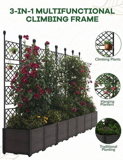 Planter Box WithTrellis,Planter Box for Climbing Plants/Vines,50x63In Garden Trellis,for Vegetables Flower, Planter Box for Backyard Patio Balcon