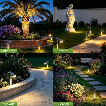 Solar Spot Lights Outdoor Waterproof IP65, 76 LED Solar Landscape Lights with Dual Lighting Design, Auto On/Off Solar Powered Outdoor Lights for Yard, Garden, Pathway, Warm White- 2 Pack