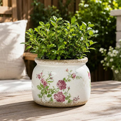 Dosayes Large Ceramic Pot for Planters, Ice Crack Glazed Flower Pot with Drainage Holes,5.91inch Vintage Planters for Indoor and Outdoor (Pink)