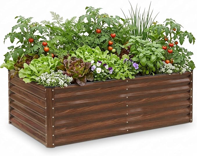 SnugNiture Galvanized Raised Garden Bed 6x3x2FT Outdoor Large Metal Planter Box Steel Kit for Planting Vegetables, Flowers