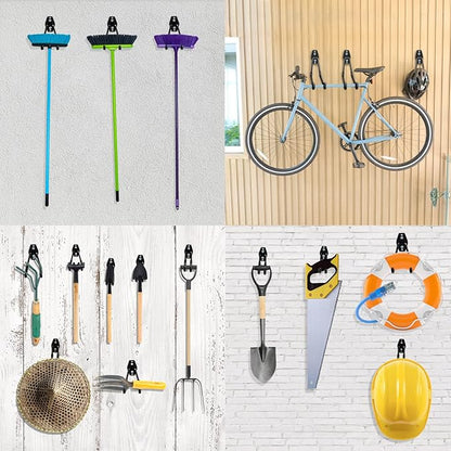HUPBIPY 12 Pack Garage Hooks Heavy Duty, Wall Mount Ladder Hooks | Storage Organizer With a non-slip coating for Hanging Bicycles Garden Tools Ladders Hoses Ropes and Loose Items(Black)
