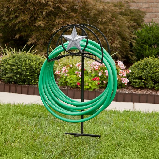 Liberty Garden Products 122-KD Galvanized Star Hose Stand, Black