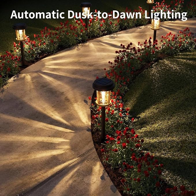 XMCOSY+ Solar Pathway Lights, Solar Lights Outdoor Waterproof IP65, 20 LM Bright Glass Outside Light for Garden Path Yard Walkway Driveway (‎Black & Brown)