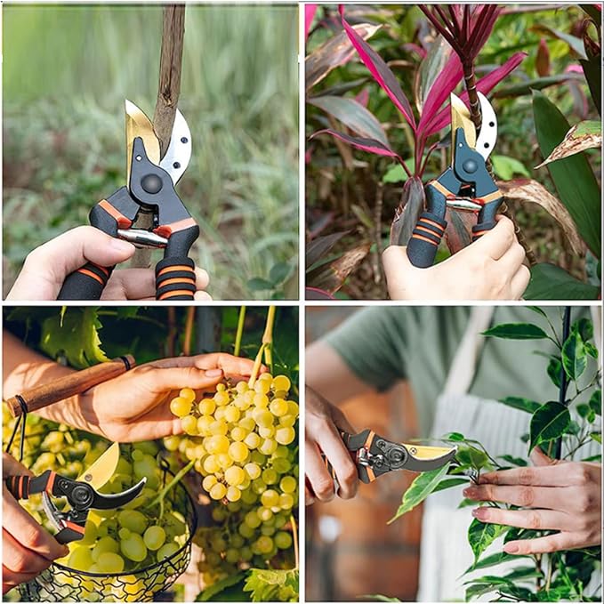 Ultra Sharp Titanium Steel Pruning Shears, Cuts 3X Easier, Rust-Resistant, Effortlessly 1-Inch Cut Capacity Garden Scissors, Ergonomic Handle