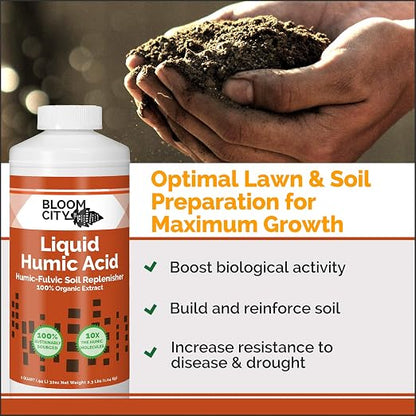 Bloom City Humic Acid – Liquid Soil Conditioner for Stronger Root Growth, Better Nutrient Uptake & Greener Grass