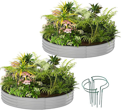ZFHgarden Galvanized Metal Planter Raised Garden Bed Kit for Gardening Outdoor Garden Box Raised Flower Bed 2PC Gray 3X3X1FT