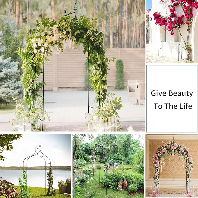Thorise 8.3 Ft H x 4.6 Ft W Metal Pergola Arbor for Various Climbing Plant Wedding Garden Arch Bridal Party Decoration Wide Arbor