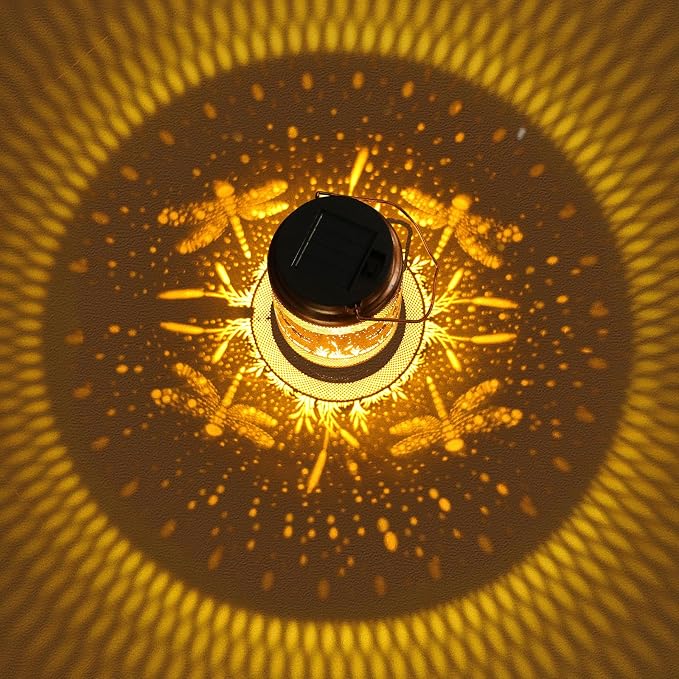 Dragonfly Solar Lanterns Outdoor Waterproof with Shepherd Hook, Gifts for Women Mom Grandma Birthday, Metal Solar Hanging Lights Garden Decor for Outside Yard Patio Pathway Backyard Porch