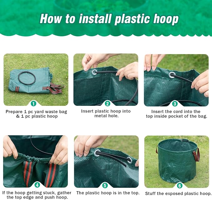 HUZSV Weed Puller Tool Gardening Hand Weeding Tool with Long Handle 4 Steel Claws and Collapsible Trash Can for Lawn and Garden,Easily Remove Weeds Without Bending, Pulling,or Kneeling