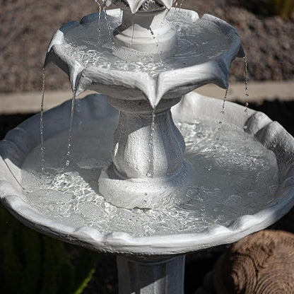 XBrand 44" Solar Powered Outdoor Fountain, Elegant 2-Tier Cascading Water Feature, Fiberglass Resin Garden & Patio Fountain with Solar Panel - White