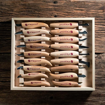 Flexcut Wood Carving Knives | Deluxe 18-Piece Knife Wood Carving Set | Razor-Sharp 1095 High Carbon Steel Blades | KN250 | Made in the U.S.A.