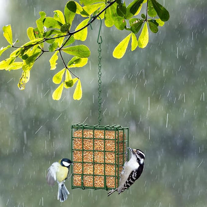 Bird Feeder for Outdoors, Suet Feeder for Outside Hanging Suet Basket Cage | Adjustable Chain Hanging for Garden Yard Outside - Suet Cake Feeders Squirrel Proof birdfeeder