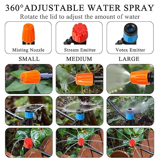 260FT Drip Irrigation System Kit, Automatic Drip Irrigation Kit with 1/2 inch Hose 1/4 inch Distribution Tubing and Accessories for Greenhouse, Yard, Lawn