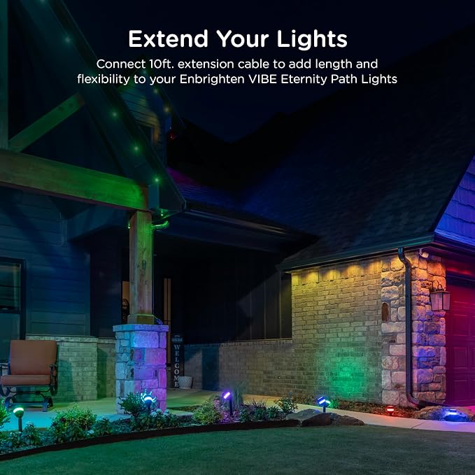 Enbrighten Vibe Eternity Path Light Extension Cord, 10ft, Not for Standalone Use, Enbrighten Eternity Path Lights Needed, Extendable up to 46ft, 86182