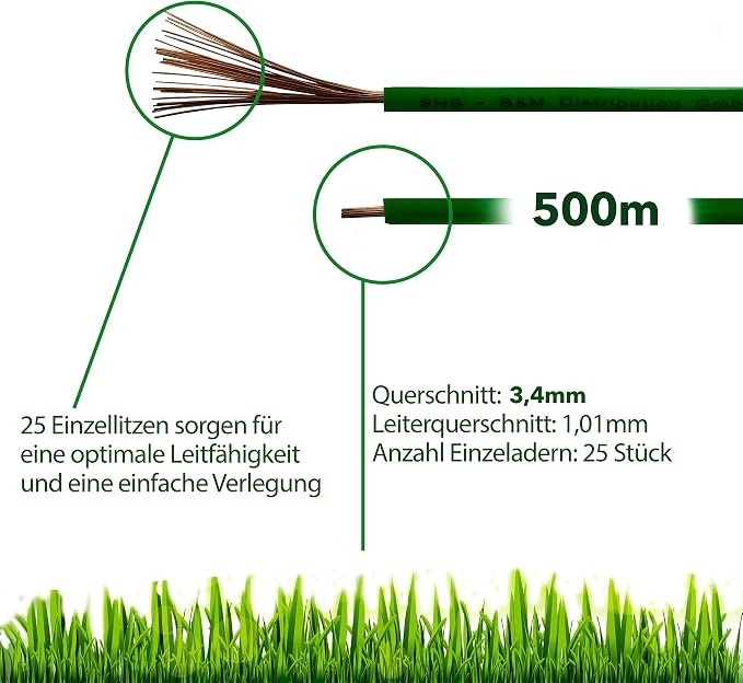 RASENFREUND 500 m Boundary Cable for Robotic Lawnmower, Lawn Mower, Lawn Robot Accessory Set, Boundary Wire for Search Cable, Compatible with Gardena/Bosch/Husqvarna/Worx/Honda, Diameter 2.7 mm