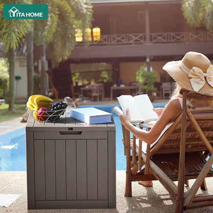YITAHOME 30 Gallon Deck Box Outdoor Storage Box | Waterproof Resin Package Delivery and Storage Box with Lockable Lid for Patio Furniture Cushions, Pool Accessories, Garden