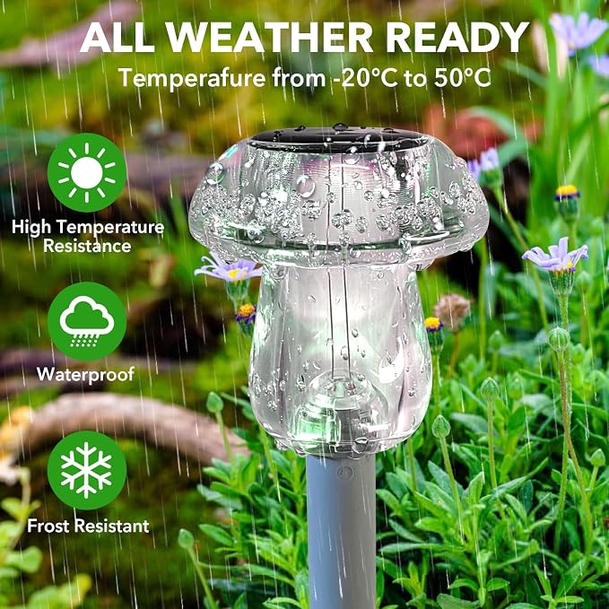 Benany Solar Lights Outdoor, 16 Pack Mushroom Lights Outside Waterproof, Solar Powered LED Lighting for Garden, Yard, Landscape, Path, Pathway, Lawn, Walkway, Driveway, Backyard Decor (Warm White)