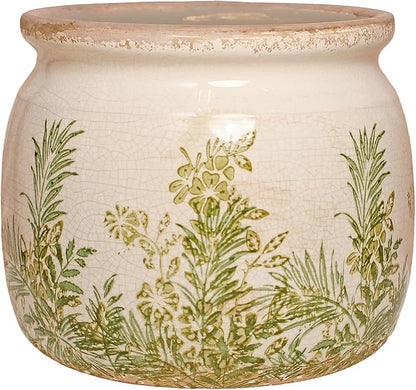Xiaan Jiaju Cottagecore Ceramic Vase and Planter, Small Herb Pots with Drainage for Indoor Plants, Country Rustic Flower Pot for Kitchen Windowsill Tabletop, Farmhouse Home Decor Gift, Cottage Fern