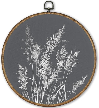 TLESKE Boho Vintage Botanical Round Wall Art Decor Framed 10x10, Wildflower Floral Canvas Wall Art Prints Artwork, Rustic Wall Hanging Room Door Decor Decorations for Bedroom Living Room