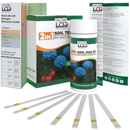 Soil Test Kit- 2-in-1 Soil & Nitrogen Test Strips(120 cnt), Accurate Soil Tester for Garden, Plants, Vegetables, Flowers, and Lawn Care.