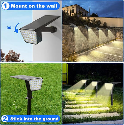 Solar Spot Lights Outdoor, IP65 Waterproof 44 LED Landscape Spotlights, Solar Powered Spotlight with Auto On/Off and 3 Lighting Modes for Outside Garden Decor, 4 Pack (Cool White)