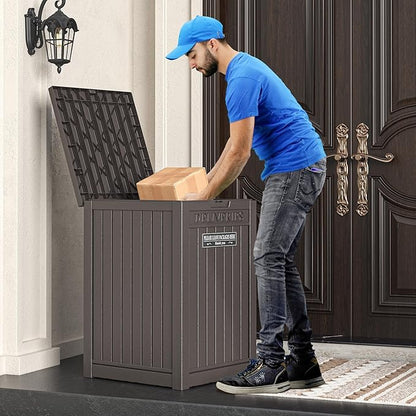 LHBGO Package Delivery Box for Outside, 48 Gallon Storage with Lockable Secure, Large Resin Outdoor Package Drop Container